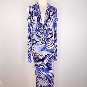 Jean Paul Gaultier - Blue Psychedelic Marble Cowl Neck Dress